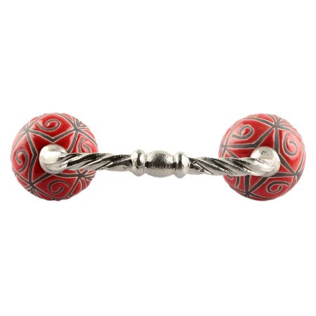 Red Etched Floral Ceramic Cut Bridge Handle Online